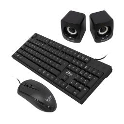 CASE Q-ONE C6016 ATX COMBO Parlante Teclado Muose 2USB 0.4mm PS-250W-Real Black
