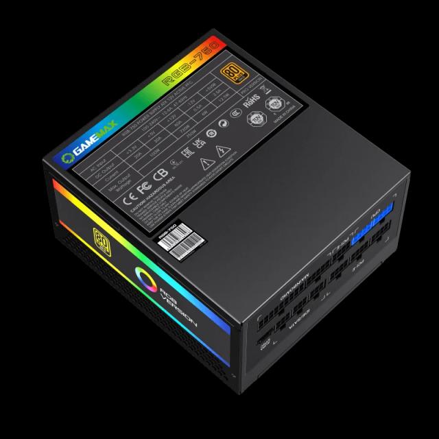 Fuente de Poder GAMEMAX RGB-750 PRO Modular Certificada 80 Plus Gold 14CM ARGB FAN 750WATTS